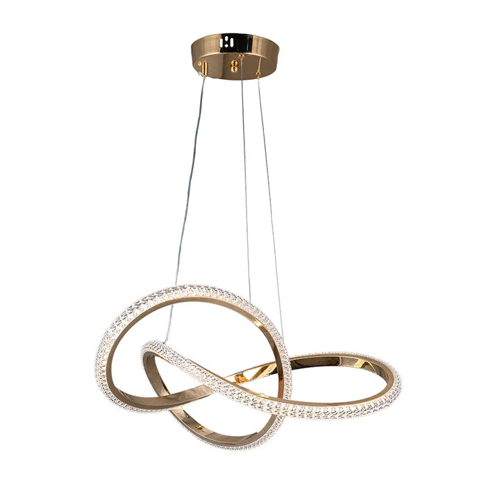 Golden Crystal Twist Pendant Light – 50W LED (WH 25CL-11-GO-TC)