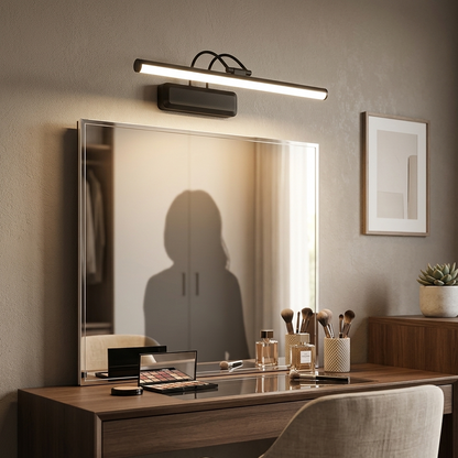 Modern Black LED Mirror Light with Dual Curved Arms – 8W (WH 25ML-01-BK-TC)