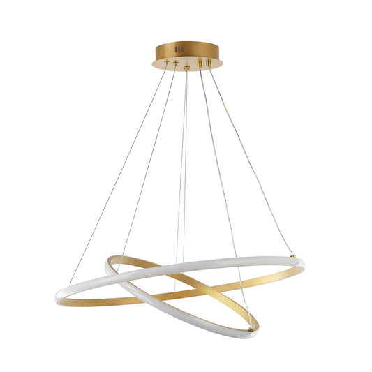 Modern LED Chandelier with Gold and White Orbital Rings (WH 2024-01-GO-TC)