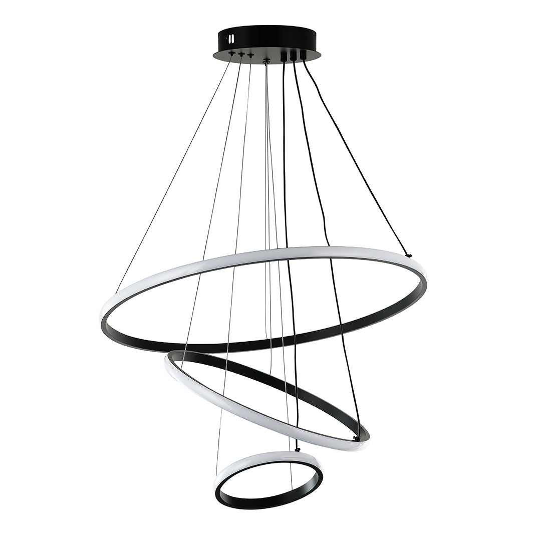 Modern LED Chandelier with White Spiral Rings 75 Watt (WH 2024-02-)