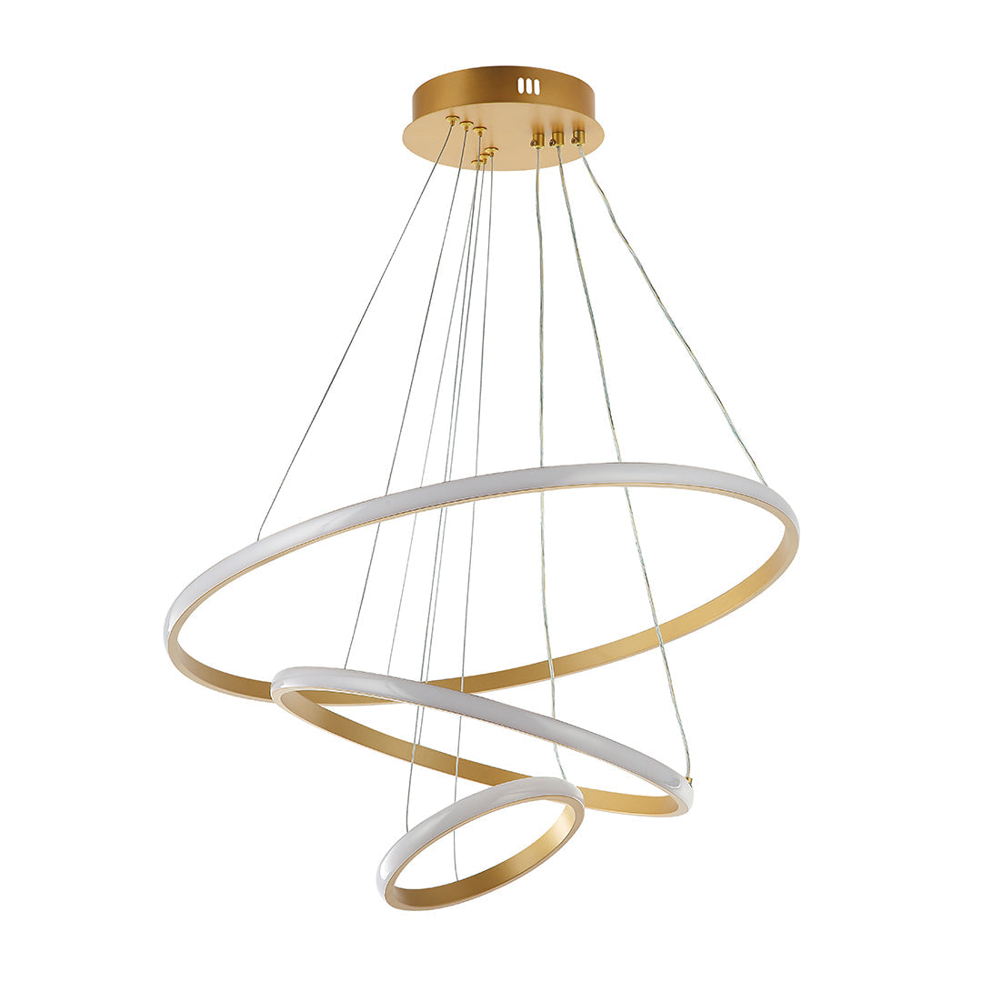 Modern LED Chandelier with White Spiral Rings 75 Watt (WH 2024-02-)