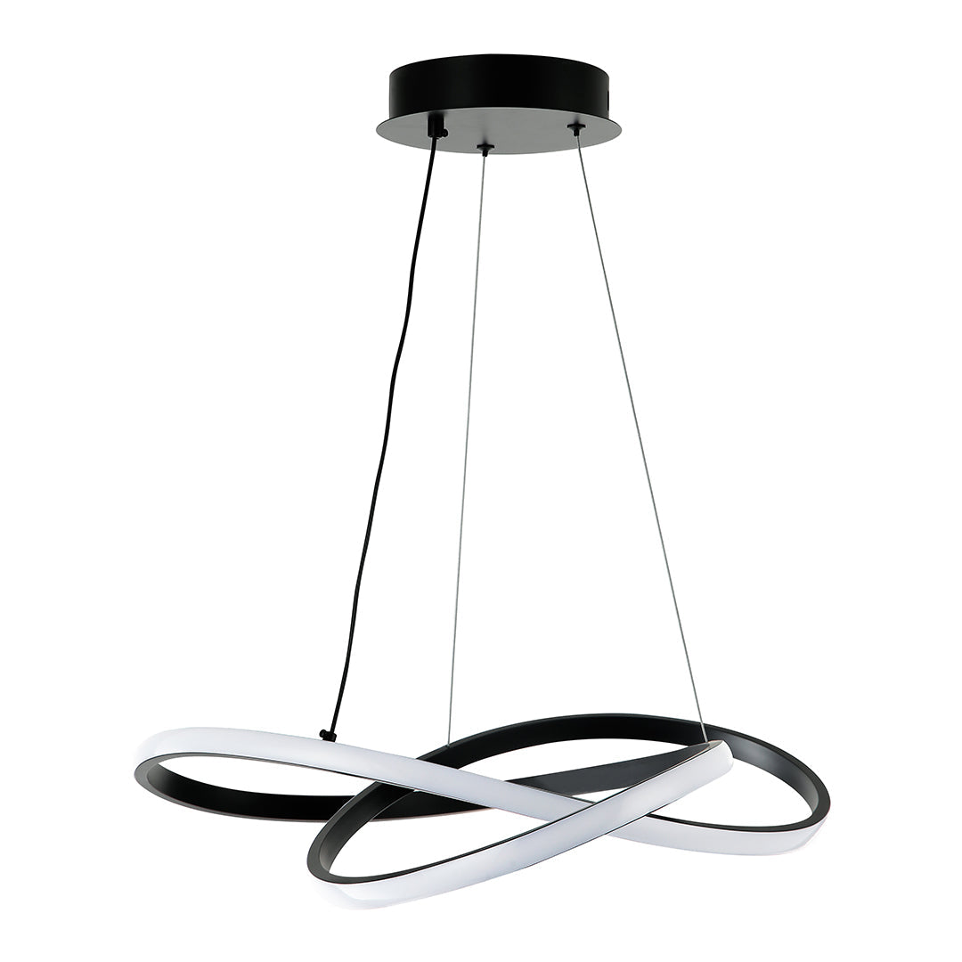 LED Pendant Chandelier with Intersecting Black/Gold and White Rings 50 Watt (WH 2024-03--TC))