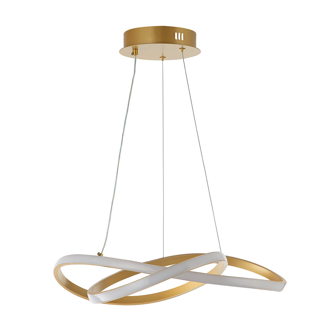 LED Pendant Chandelier with Intersecting Black/Gold and White Rings 50 Watt (WH 2024-03--TC))