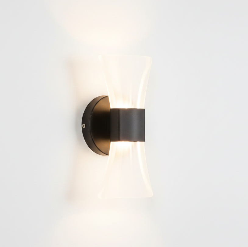 Tronic Modern Wall Light 8W LED - Black & Clear Acrylic Tri-Color (WH 2512-BK-TC)