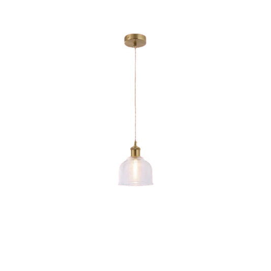 Ribbed Glass Dome Pendant Light 1*E27 (PL 2024-10-GL-CL)