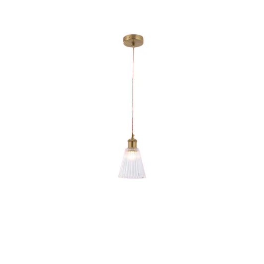 Cone Crystal Glass Pendant Light with Brass Accent (PL 2024-12-GL-CL)