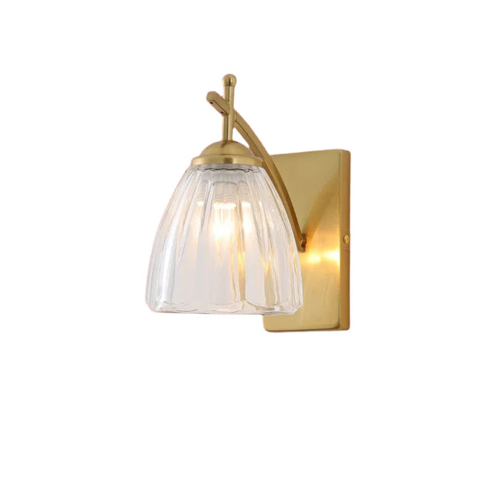 Sleek Brass Wall Light with Ribbed Glass (PL 6407-27-01)