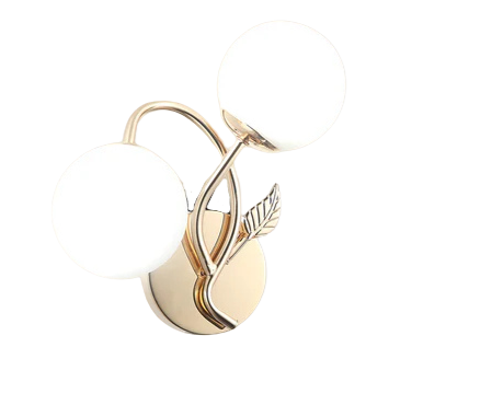Modern Double-Globe Wall Lamp Frosted Glass Light with Leaf Design (PL 7019-27-02-)