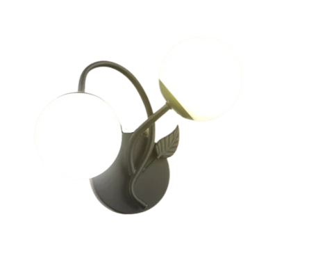 Modern Double-Globe Wall Lamp Frosted Glass Light with Leaf Design (PL 7019-27-02-)
